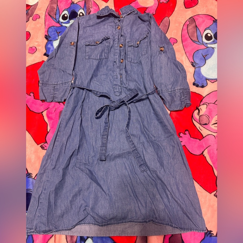 Girls size 8 Blue Denim Dress with Belt